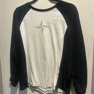 Black and White Y2K Compass Rose Raglan Skater Shirt